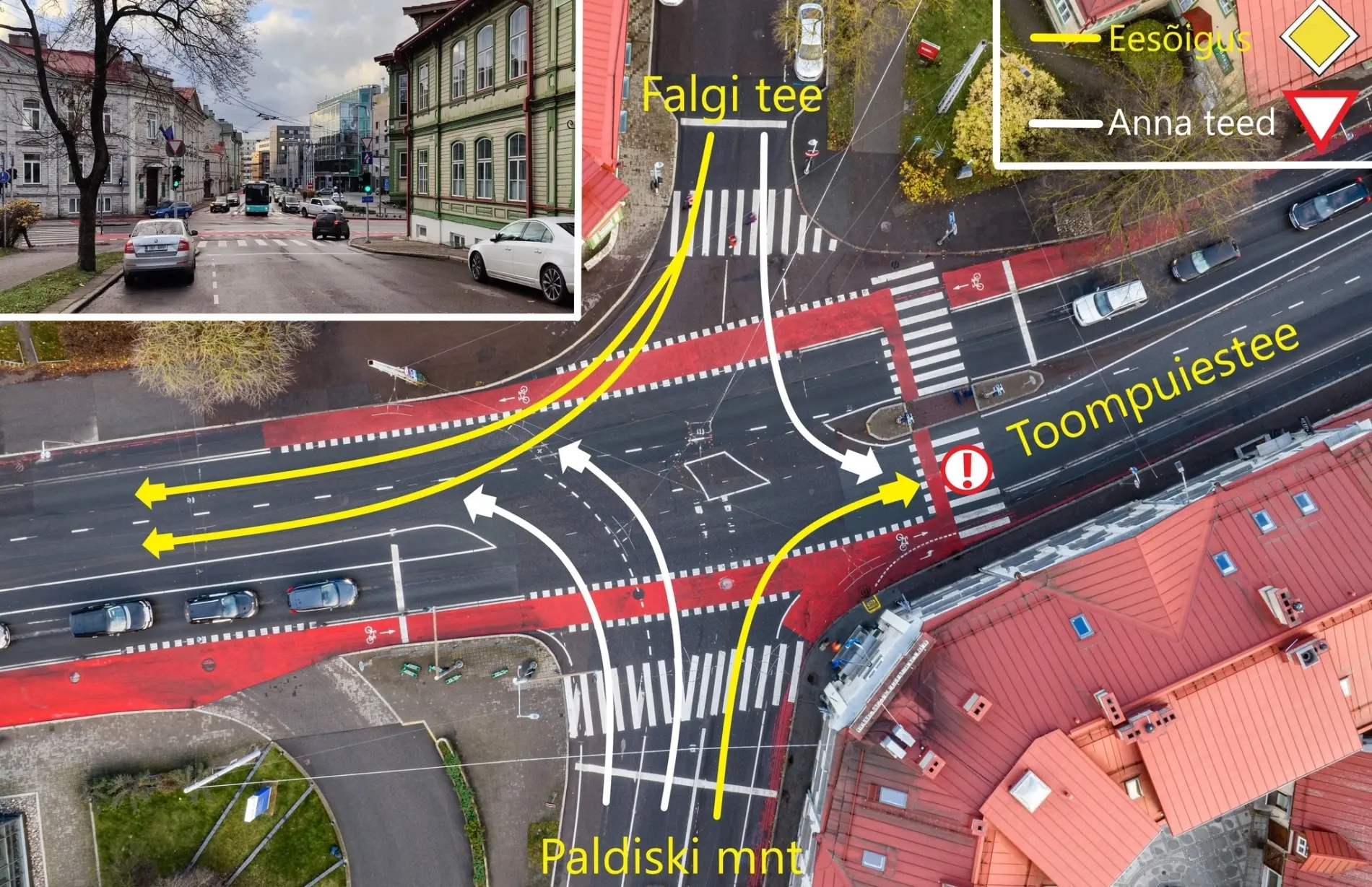 Liiklusjärelevalvekeskus selgitab: korrektne liikumine Toompuiestee/Falgi tee/Paldski mnt ristmikul